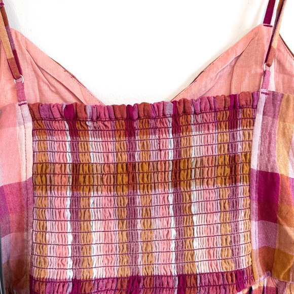 Volcom Auburn & Yellow Plaid NWT Madrasita Button-Front Sleeveless Dress SMALL - Picture 10 of 10